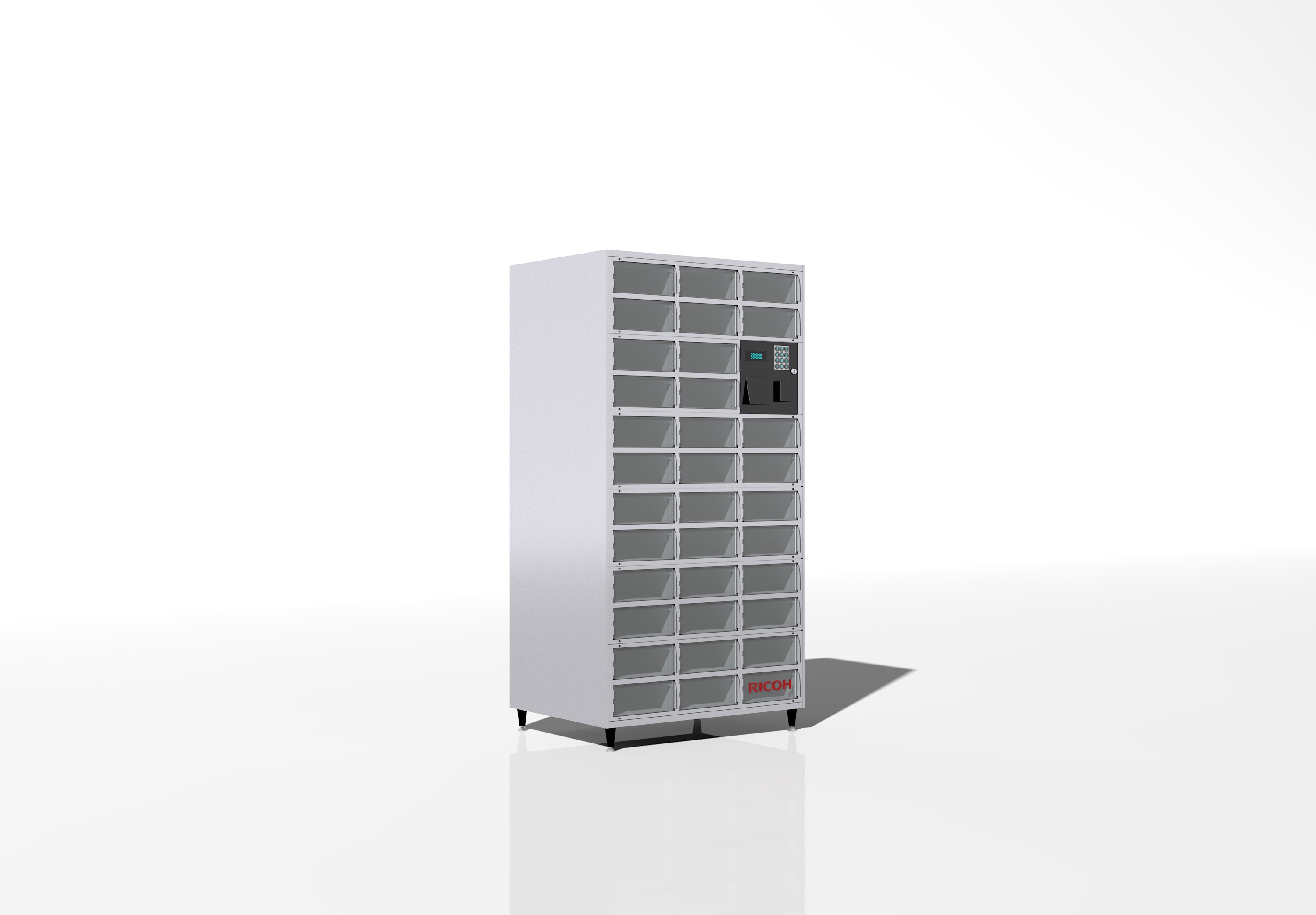 Simplifiez la gestion des équipements et des documents avec les consignes intelligentes Ricoh, accessibles en tout temps et en toute sécurité.