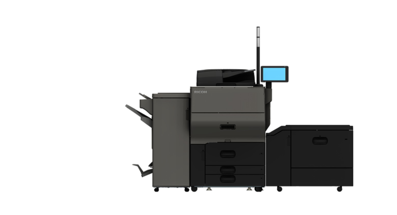 Découvrez l'imprimante RICOH Pro 5300, une solution d'impression monochrome haute performance, idéale pour les environnements professionnels avec un besoin élevé en productivité et qualité.